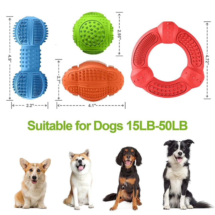 Durable Natural Rubber Dog Chew Toys 3-Pack, Tough Indestructible Dental Chews for Aggressive Chewers, Teeth Cleaning Gum Massage Interactive Toys, Perfect for Medium and Large Dogs Breeds
