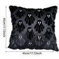 thumbnail image 2 of 18x18in 3D Tufted Black Cat Ghost Fluffy Plush Throw Pillow Cover Hidden Zipper Gothic Spooky Halloween Sofa Decor Cushion Case, 2 of 3