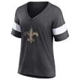 thumbnail image 2 of Women's Fanatics Branded Heathered Charcoal/White New Orleans Saints Distressed Team Tri-Blend V-Neck T-Shirt, 2 of 3