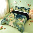 thumbnail image 2 of Homewish Kawaii Woodland Mushrooms Queen Comforter Set,Fungus Plant Comforter Sets Queen,Green,Black Reversible,3pcs,1 Comforter and 2 Pillowcases, 2 of 7