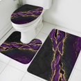 thumbnail image 3 of Marble Black Bath Mat 3 Piece Bathroom Rug Set, Purple Gold Art Abstract Vintage Farmhouse Non Slip Bath Rug Contour Mat and Toilet Lid Cover, Absorbent Shower Mats Soft Bath Rugs and Mats Sets, 3 of 8