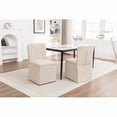 thumbnail image 2 of Set of 2 Linen Dining Chairs, Modern Upholstered Fabric Side Chairs with Padded Seat and Backrest, Armless Accent Chairs for Dining Room, Kitchen, or Living Room, Beige, 2 of 22