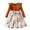 Brown., variant on HBGVBA Girl's Knit Dress Ruffle Long Sleeve Crew Neck A Line Dresses Floral Print Hem Elegant Party Princess Attire For Cool Season 2-7 Years