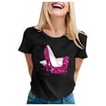 thumbnail image 1 of TSADFHJI Hauts de Sortie pour Femmes Mode Tendance pour Femmes Hauts Décontractés Manches Courtes Col Rond T-Shirt Imprimé Ample TTG Noir, 1 of 4