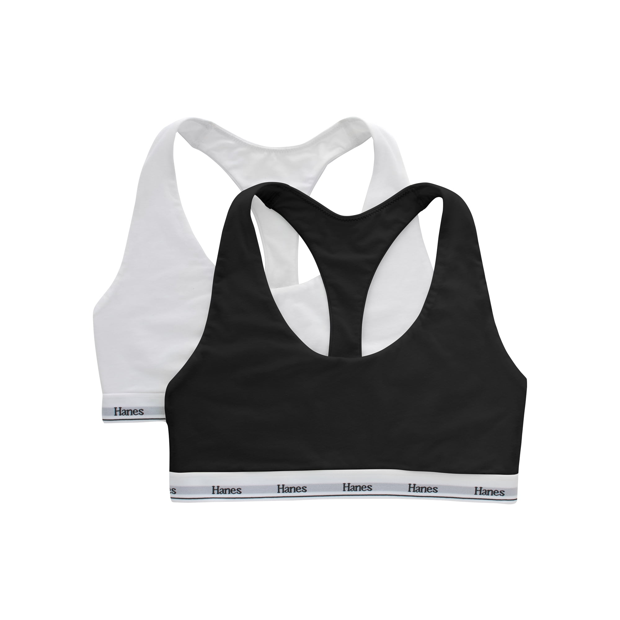 Hanes Womens' Originals Stretch Racerback 2 Pack Bralette, Style MHO101