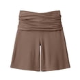 thumbnail image 5 of Arlun Womens Plus Size Yoga Workout Shorts Stretchy Ruched High Waist Summer Fold over Shorts Solid Color Casual Loose Fit Knee Length Loungewear Short Pants for Daily Versatile Coffee XXXXL, 5 of 5