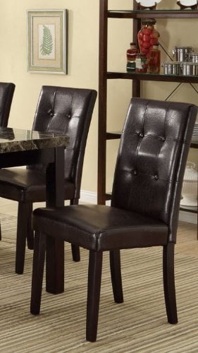 Set of 2 Faux Leather Espresso Dining Chair with Pine Wood Frame and ...