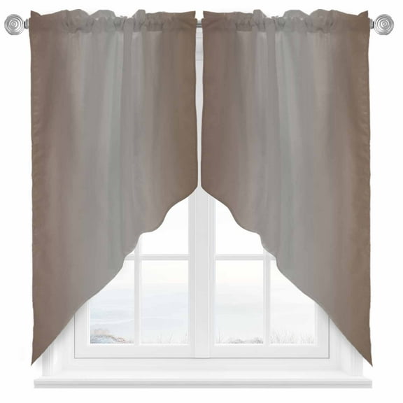 Ombre Abstract Swag Valances for Windows 2 Pack Gradient Gray Brown Swag Kitchen Curtains 45 Inches Long Rod Pocket Short Window Treatment for Kitchen Bathroom 36"x45"
