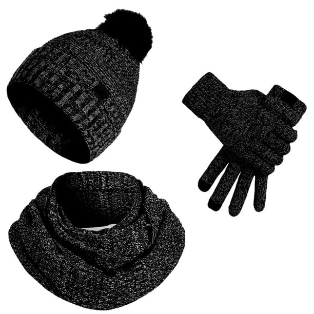 Sombreros de mujer de moda casual de invierno que mantienen el calor sólido conjunto de gorro de punto bufanda guante mujer sombrero de acrílico