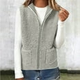 thumbnail image 5 of cocolona Womens Fleece Vest Casual Sleeveless Zip Hooded Jackets Soft Warm Lightweight Vest Fall Winter Outfit, 5 of 6
