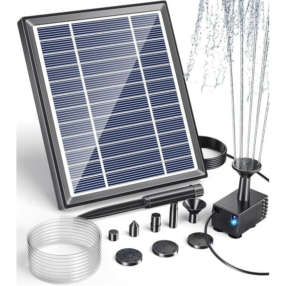 Warm Solar Bird Bath Fountain with Panel, Upgrade 3.5W Solar Fountain Water Pump Kit For Bird Bath Pond Garden Pool Fish Tank Aquarium