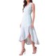thumbnail image 4 of Vestido midi sin mangas de línea A con abertura lateral y bajo asimétrico para mujer Inspire Chic, azul claro, talla L, 4 of 6