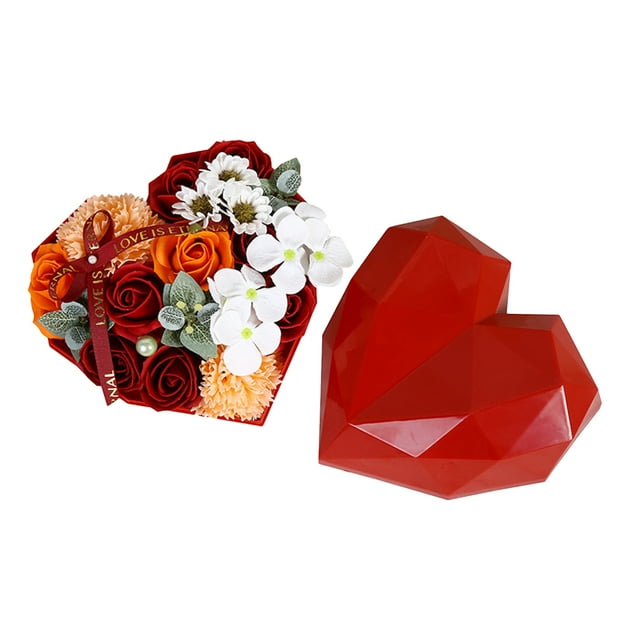 Mistaha Preserved Rose Flowers Gift Set Soap Rose Flower in Heart-shaped Gift Box with Greeting