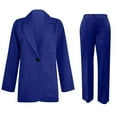thumbnail image 3 of Jinhomg Womens Plus Size Work Suit Dressy Casual Blazer Jacket with Elastic Waist Pants 2 Piece Plain Solid Business Blazer Sets Blue XXXXL, 3 of 8