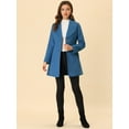 thumbnail image 3 of INSPIRE CHIC Manteau Trench Long pour Femme, Mignon, Col Rabattu, Boutonnage Simple, Ceinturé, Bleu Foncé Gris G, 3 of 6