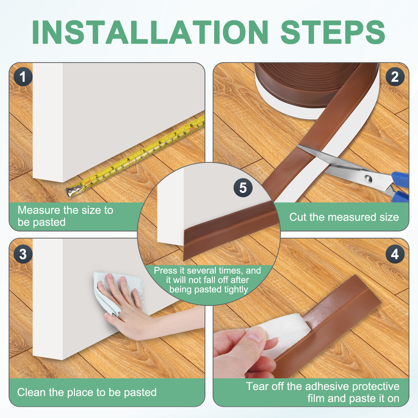 Uxcell Weather Stripping Door Seal Strip, 1.77 Inch(45mm) Silicone 49 FT Door Draft Stopper, Sealing Sticker Tape [Brown]