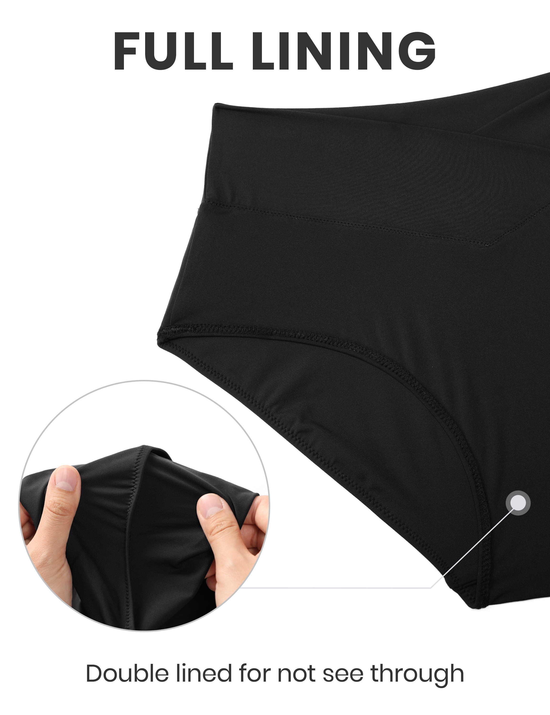 CRZ YOGA High Waisted V Cut Bikini Bottom for Women Cross Front Bathing Swimsuit Swim Briefs