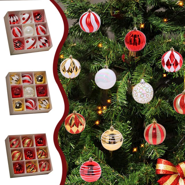 Ahorros Imperdibles, Bolas de NavidadJuegos colgantes de bolas de NavidadDecoración Decoración colganteColgantes para árboles de NavidadVestidosSuministros de decoración navideña 9 piezas Akmoler