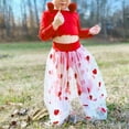 thumbnail image 4 of Douhoow Valentines Days Kid Girl Clothes 2PCS Long Sleeve Crop Tops See Through Mesh Heart Skirt, 4 of 9