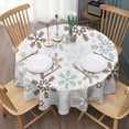 thumbnail image 3 of Light Christmas Snowflake Pattern Round Tablecloth 60"x60",Wrinkle Wipeable Table Cloth for Kitchen Dining Room Picnic Patio Party, 3 of 6