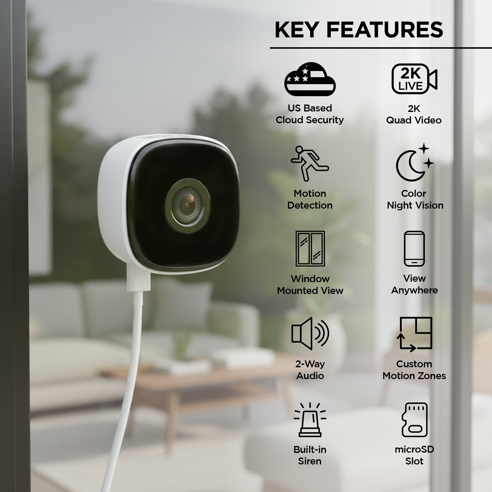 Merkury Smart 2K Window Security Camera with 4MP Quad HD (2 pack)