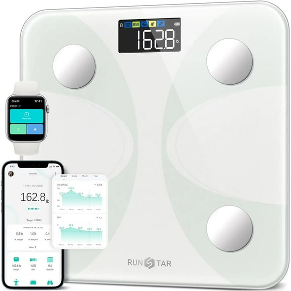 Runstar - Báscula inteligente para peso corporal y porcentaje de grasa, báscula digital de alta prec