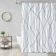 thumbnail image 1 of Cortina de ducha de tela a rayas grises y blancas para baño, cortinas de ducha para baño de 72 pulgadas de largo, dobladillo ponderado, accesorios de baño impermeables estilo hotel - lavable a máquina Rojo Verde, 1 of 5