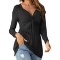 thumbnail image 3 of SHITINN Womens Casual Tops Long Sleeve V Neck Tee Shirt Solid Loose Side Split Blouse Tunic Womens Short Sleeve Blouses Women's Tops, Tees & Blouses Womens T-Shirts, 3 of 6