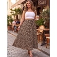 thumbnail image 4 of Cueply Women's Plus Size Casual High Waist Tie Front Long Skirts with Pockets Flowy Summer Pleated Tiered Elastic Skirt, 4 of 9