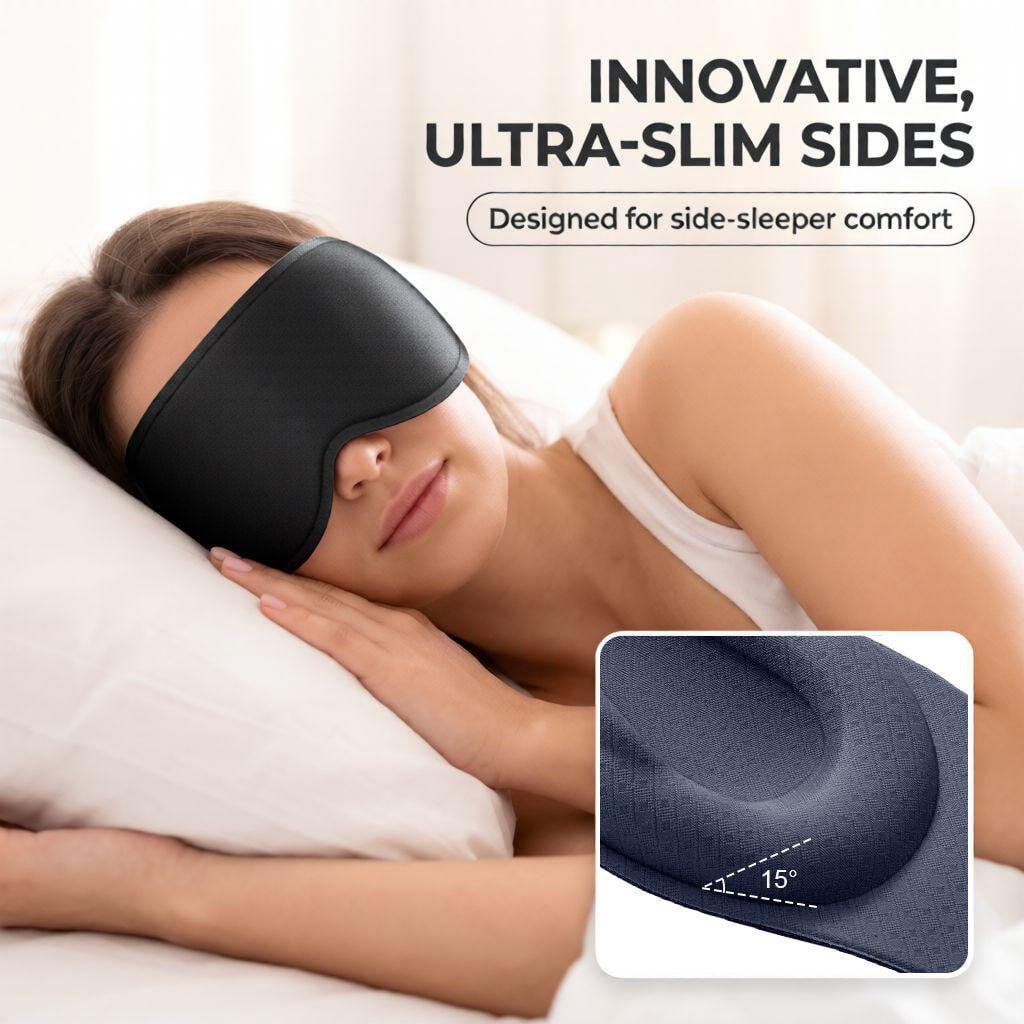 FACEMOON 3D Contoured Blackout Sleep Mask Weighted for Men and Women Calming Sleep Ritual Soft Memory Foam Zero Eye Pressure Bedtime Relaxation Black