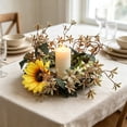 thumbnail image 7 of Artificial Flower Candle Ring – Mini Floral Wedding Wreath, 9.8 Inch Table Centerpiece for Party Home Door Decor, Multicolor, 7 of 7