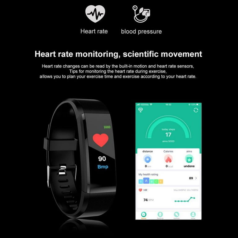 Pro Fit 115 Plus Fitness Tracker HR Calorie Step Counter Sleep Monitor IP65 Waterproof for All Walmart
