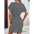 thumbnail image 5 of Women'S Summer Wrap Dresses V Neck Print Ruffle Short Sleeve Mini Floral Boho Dress Black L, 5 of 9