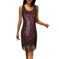 thumbnail image 2 of Club Outfits for Women Dgankt Women's Sequin Tassel Sexy Fashion 20s Vintage Embellished Sequin Beaded Evening Dress Sleeveless Neck Dress, 2 of 5