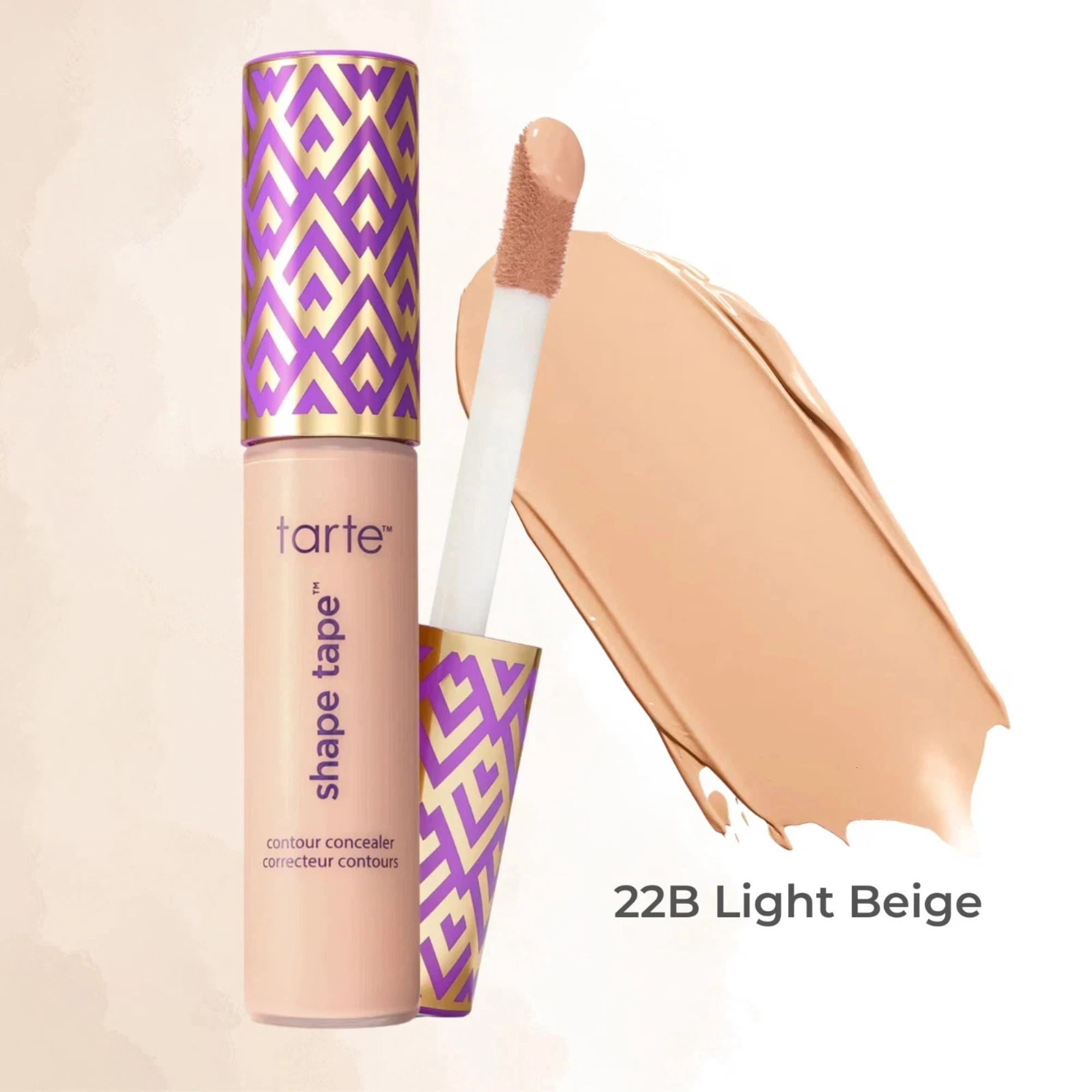 Tarte Shape Tape Full Coverage Matte Concealer, 22B Light Beige, Long-Wear Makeup, 0.33 fl oz