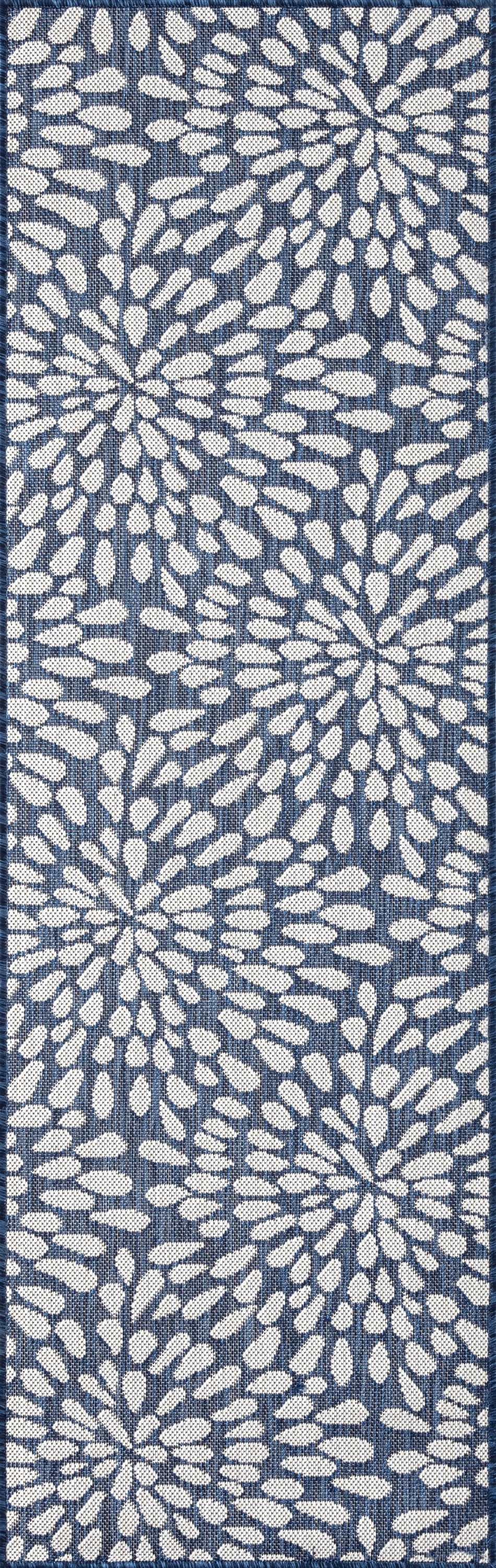 3x10 Water Resistant, Indoor Outdoor Runner Rugs for Patios, Hallway, Entryway, Deck, Porch, Balcony or Kitchen | Outside Area Rug for Patio | Navy, Floral | Size: 2'8'' x 9'11''