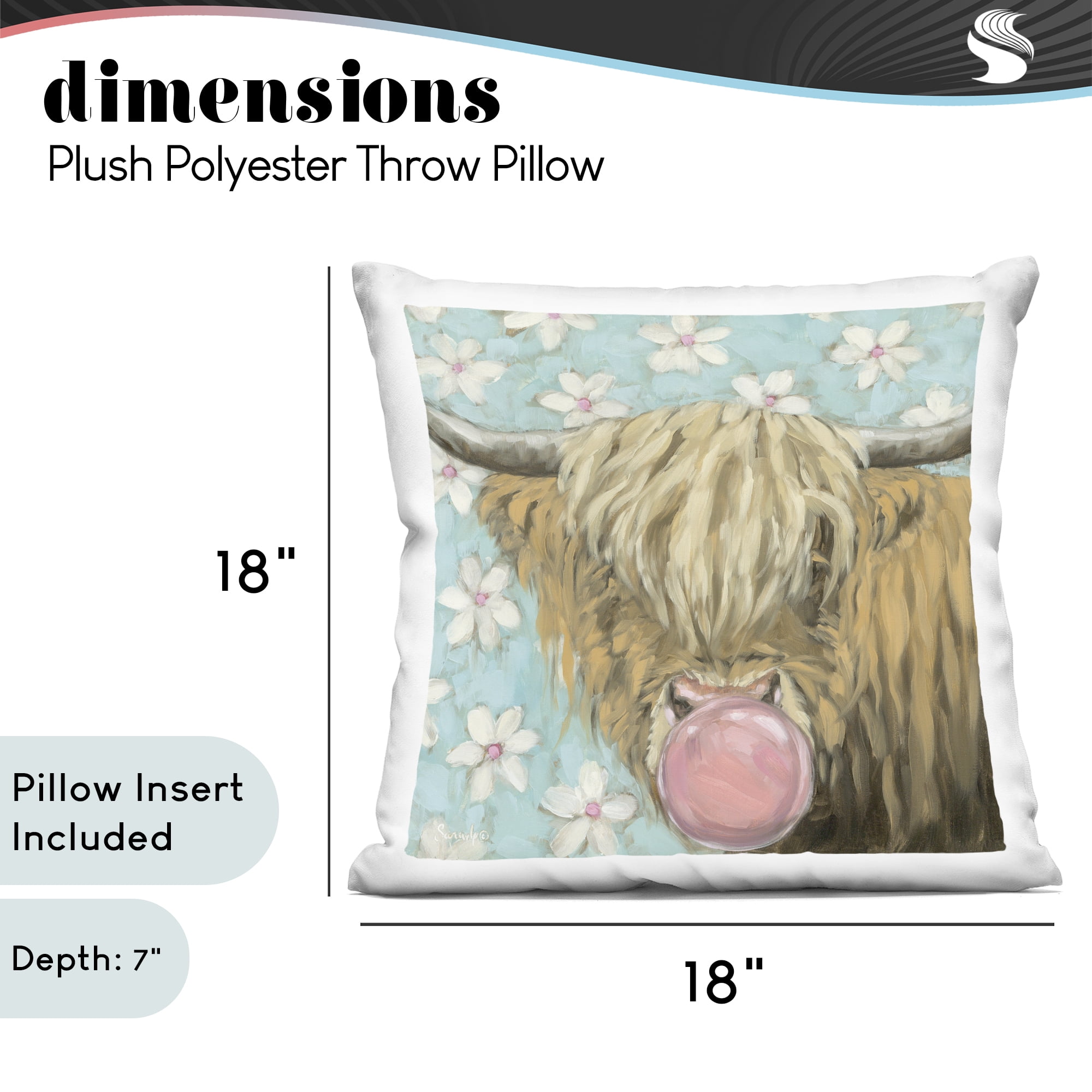 Stupell Industries Bubblegum Sweetie Cattle Decorative Printed Throw Pillow, design by Sara G. Designs