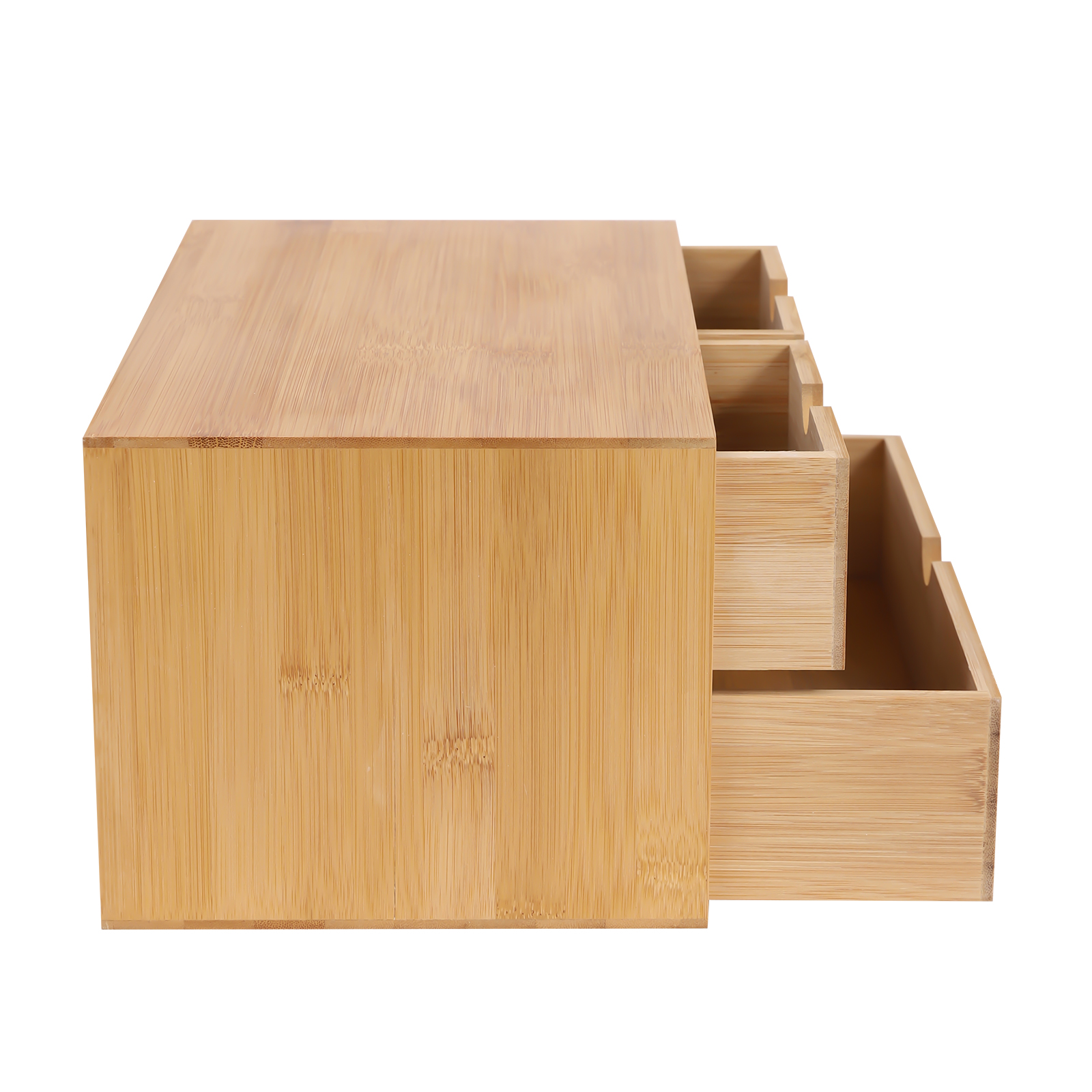 Dwellnix Tabletop Mini Bamboo Desk Bamboo Desk OrganizerDrawer Storage Box W 3 Drawers