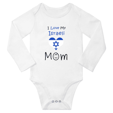 

I Love My Israeli Mom Baby Long Slevve Bodysuits Unisex Gifts (White 3-6 Months)