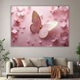 thumbnail image 6 of Mudket Pink and Gold Paper Art Butterfly with Flowers Canvas Wall Art, Floral Wall Decor, Framed Ready to Hang Artwork for Living Room Bedroom - 12"L x 8"W, 6 of 10