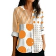 thumbnail image 2 of Otvok Womens Shirts Causal Button Tops Long-Sleeve Collared Shirt Polka-Dot Turndown Collar Shirt, 2 of 7
