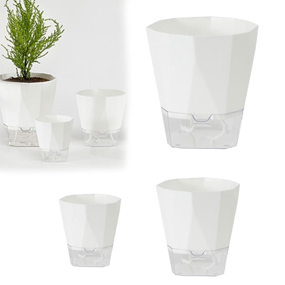 CHENjy Self Watering Pots for Indoor Plants, African Violet Pots, Plant Pots, Automatic Watering Planter, Square Flower Pot for All House Plants White A 8.5 Inch