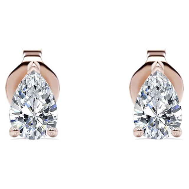 Aros Minimalistas de Diamantes de Talla Pera de 0,75 Quilates JeenMata Baño de Oro Rosa de 18 K sobre Plata