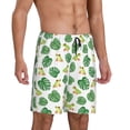 thumbnail image 2 of Balery Frogs And Tropical Leaves Pantalones cortos de pijama de punto de algodón para hombre con cinturilla y bolsillos-4X-Large, 2 of 6