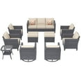 thumbnail image 5 of Ovios 10 Pieces Outdoor Patio Furniture with 360° Swivel Rocking Chairs All Weather Patio Sectional Sofa Set for Balcony, 5 of 7