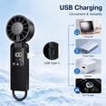 thumbnail image 3 of Handheld Fan 6000mAh, Portable Neck Hanging Fan with 199 Adjustable Speeds, USB Rechargeable Personal Cooling Fan, Lightweight 7.4oz Travel Fan for Outdoor Office and Home, Black, 1PC, 3 of 7