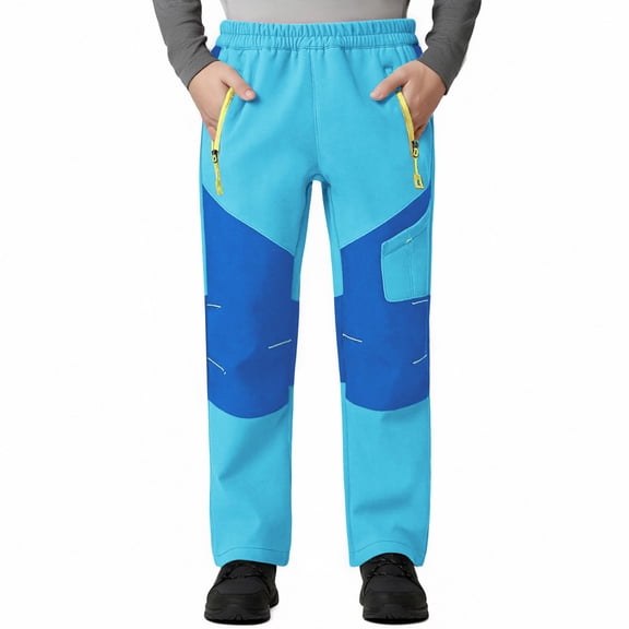 Xdegoge Warm Winter Snow Pants for Kids Fleece Lined Ski Trousers with Elastic Waist Outdoor Cold Weather Bottoms