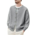 thumbnail image 2 of Dolkfu Gray Sweater for Men Button up Cable Knit Cardigan Sweaters Chunky Crew Neck Sweater Coat for Men XXXL, 2 of 4