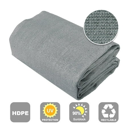 Shatex 90% Sun Shade Fabric for Pergola Cover Porch Vertical Screen 8' x 15', Grey