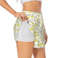 thumbnail image 2 of Bixox Women's Yellow Lemon Leaves pattern 2 in 1 Running Shorts - Lightweight Athletic Workout Gym Yoga Shorts Liner with Pockets - Medium, 2 of 7